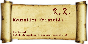 Kruzslicz Krisztián névjegykártya